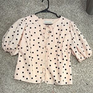 Abercrombie & Fitch Pink Polka Dot Blouse